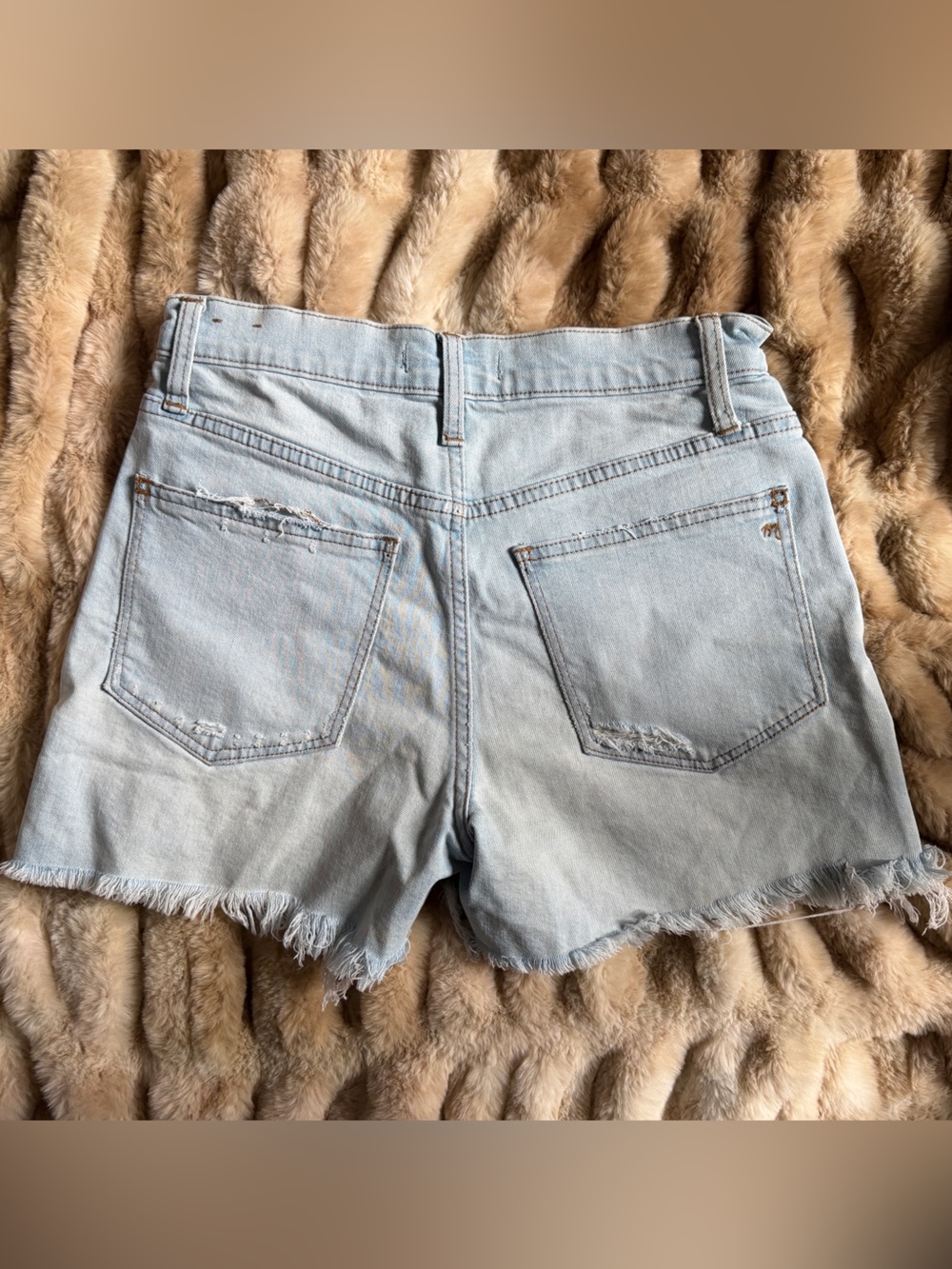 Madewell Light Blue Distressed Denim Shorts - Picture 2 of 4